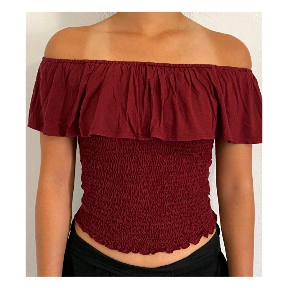 White Fawn Off-the-Shoulder Smocked Top